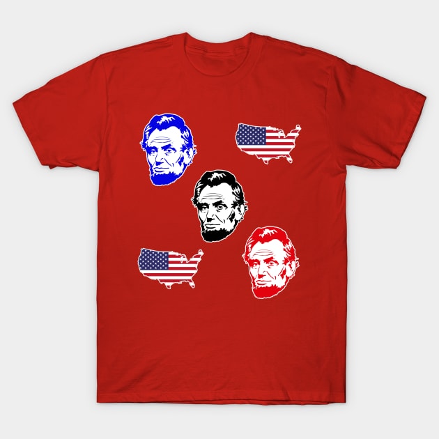 Abe Lincoln Face American Flag T-Shirt by Scar